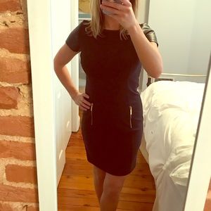 Michael Kors leather sleeves dress